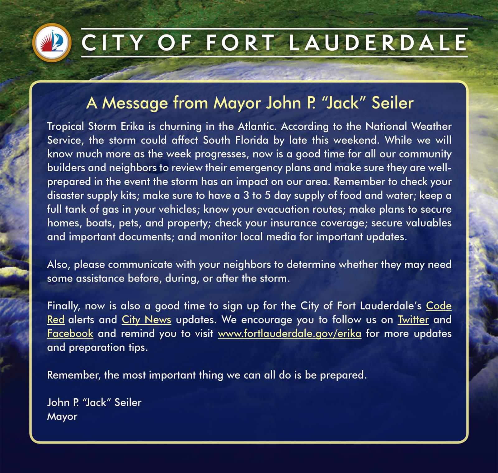 A Message from Mayor Seiler 08-26-15