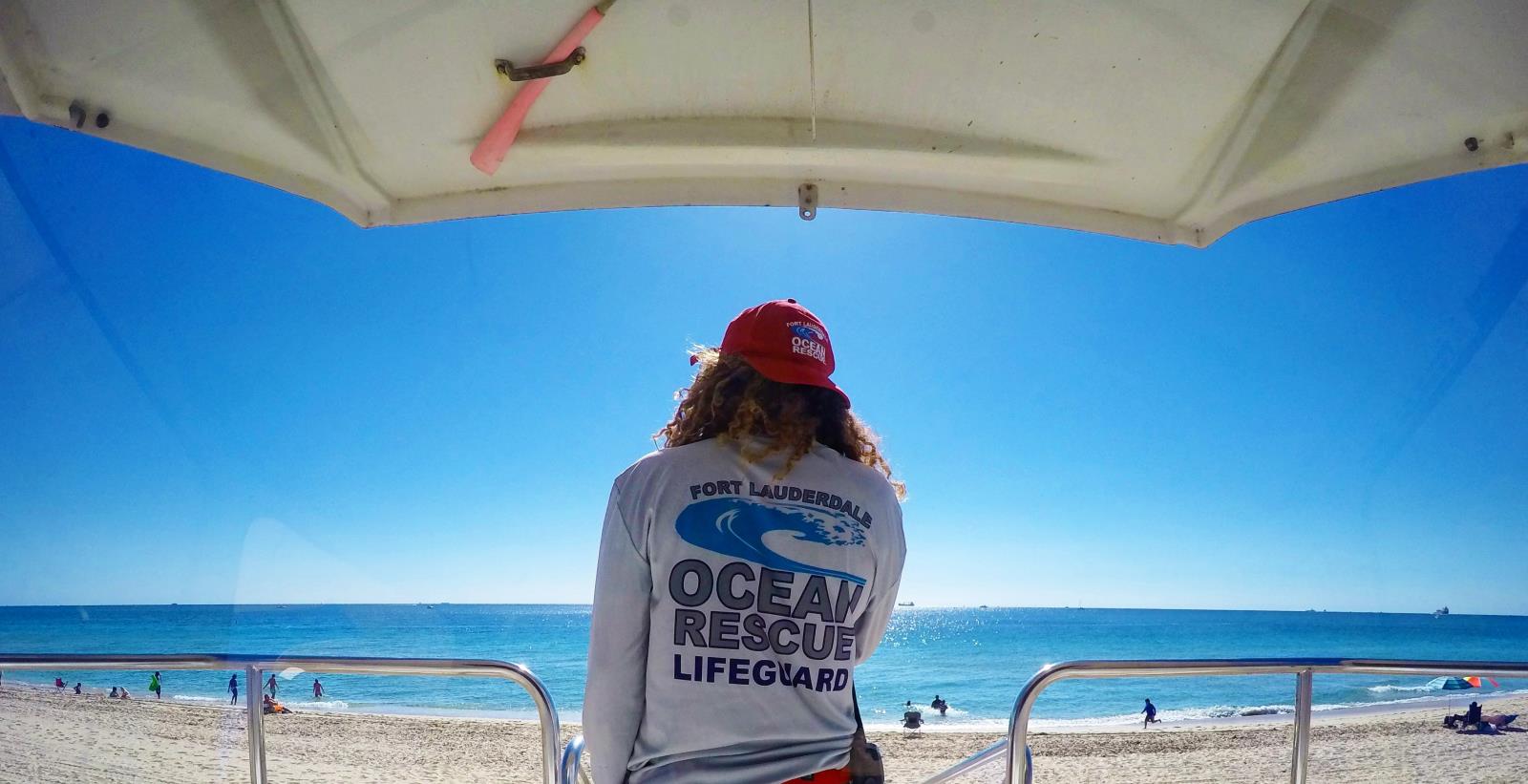 Lifeguard looking out at the Ocean