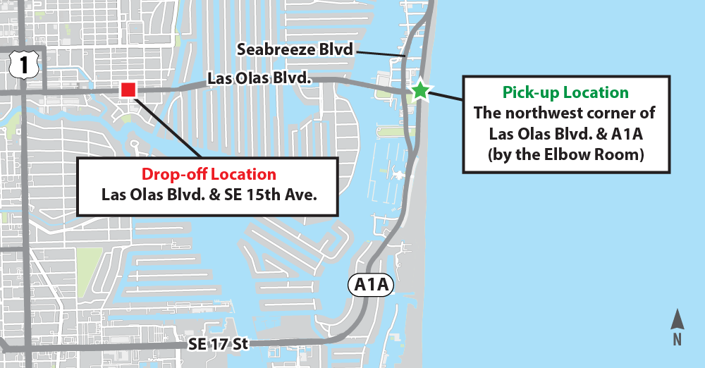 Micro Mover pick-up and drop-off locations map